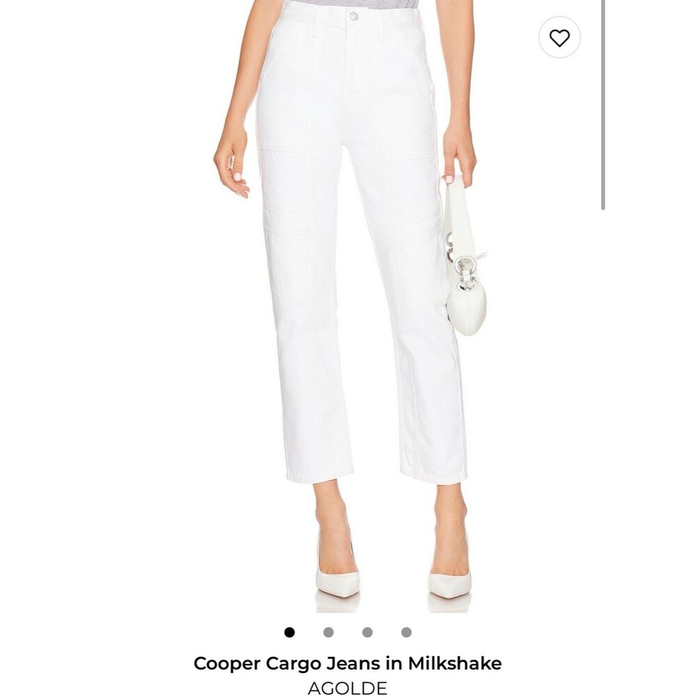 Agolde Cooper Straight-Leg Cargo Jeans in Milkshake White